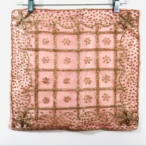 Other - Vintage Pink Metallic Embroidered Cushion Cover